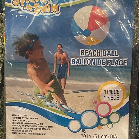 3~Beach Ball Splash-n-Swim Inflatable Toy 20” - Picture 5 of 8